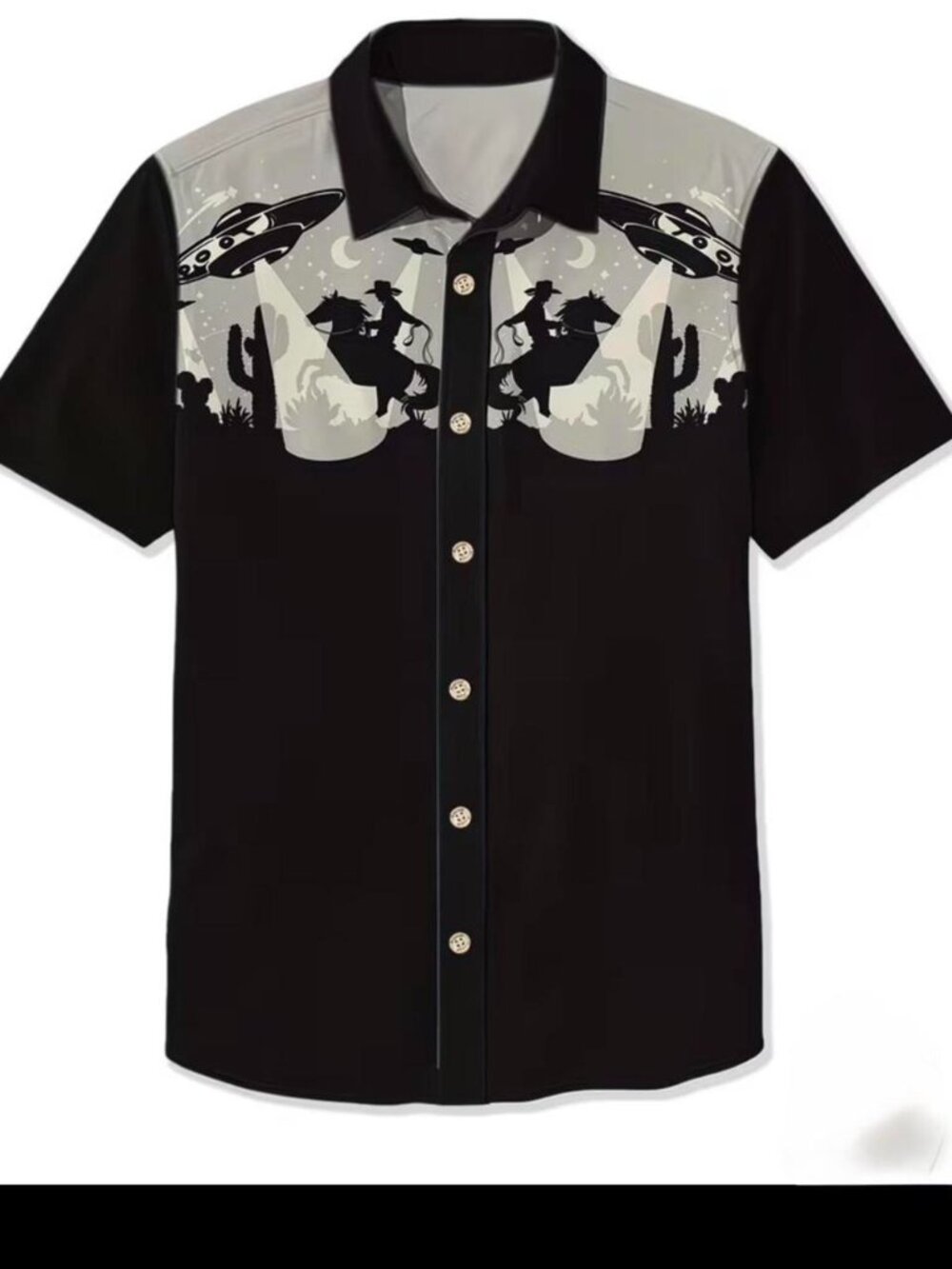 Men's Cowboy UFO Western Button Down Shirt Small